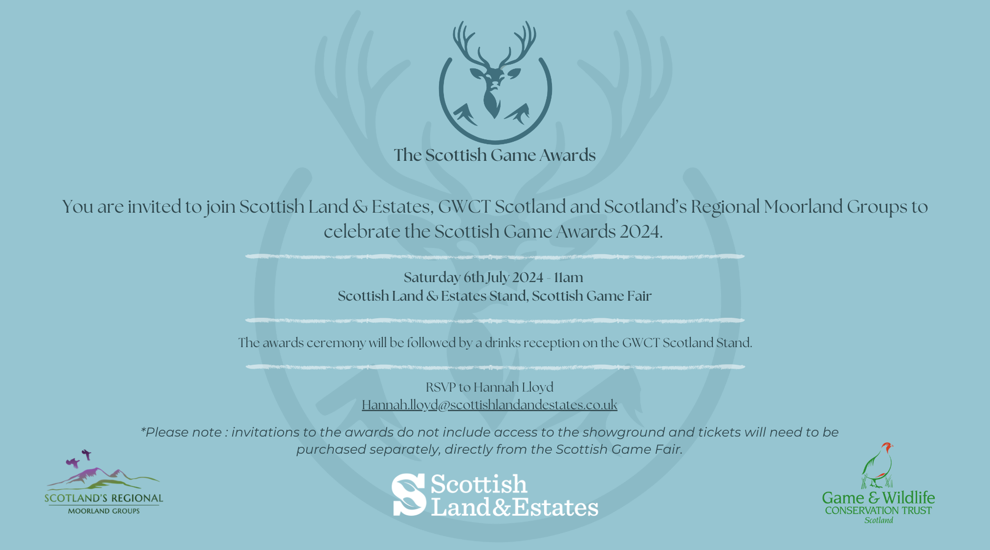 A blue card with text and deer head

Description automatically generated