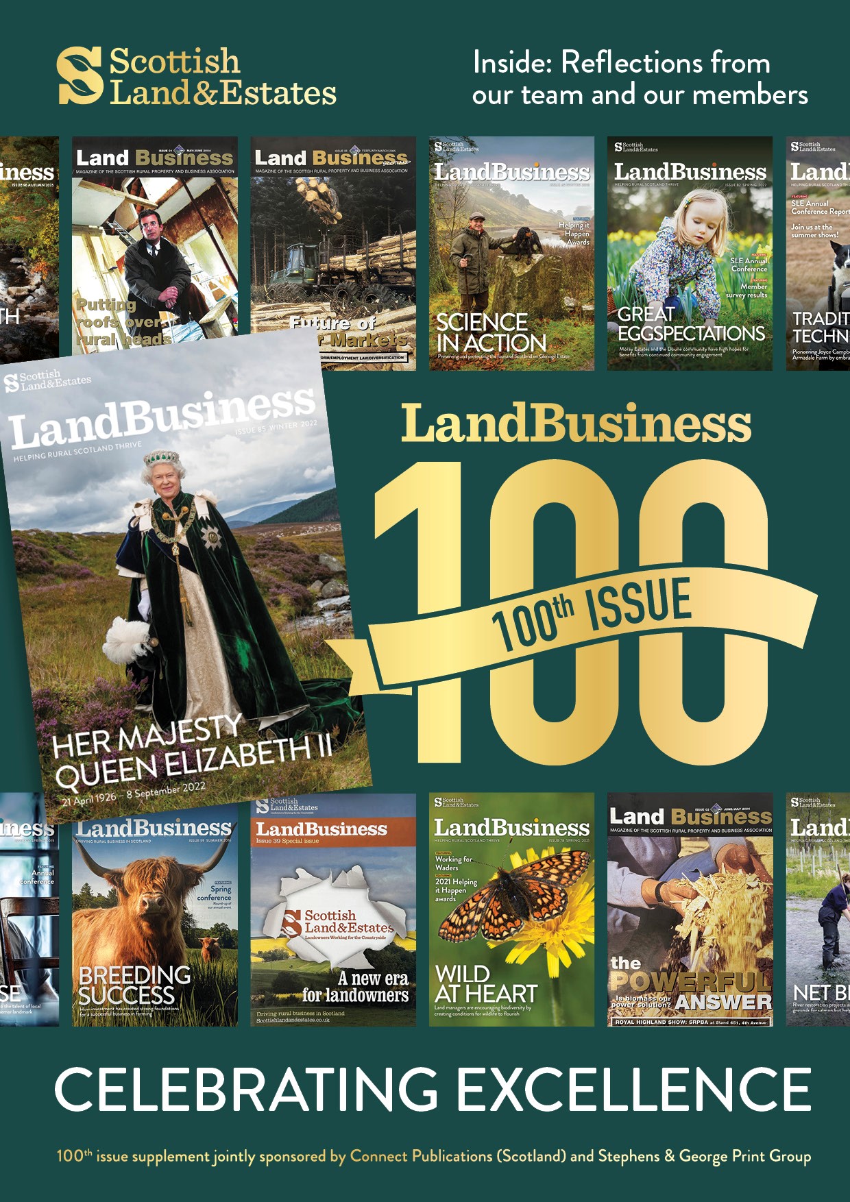 Green and gold cover of LandBusiness 100th supplement