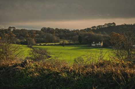 scottish field and house