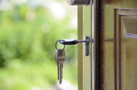 Key in lock of front door