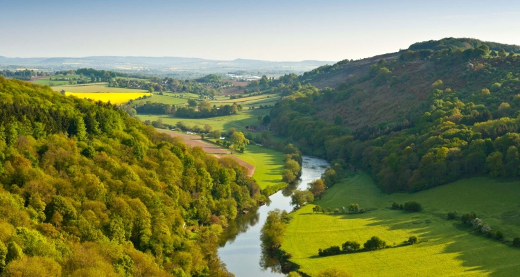 Scenic view of river and valley