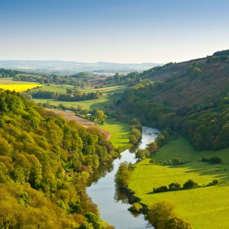 Scenic view of river and valley