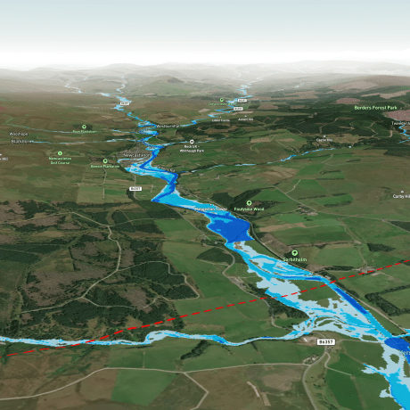 Map showing Newcastleton and surrounding area