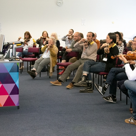 CIMSRS symposium 2025, an event hosted by the CIMSRS team at Edinburgh Napier, that brought together policymakers, stakeholders, music service leaders, and most importantly, participants of CIMSRS to create a network discuss how to improve access to music making for adults living in rural Scotland